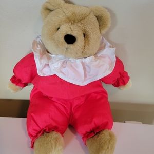 Bear Plush Red Nylon Body Vintage 1993 Gibson Greetings Stuffed Animal toy clown